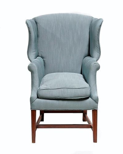 FEDERAL MAHOGANY UPHOLSTERED WINGED