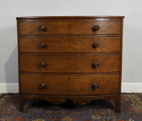 FEDERAL PERIOD BOW FRONTED CHEST OF