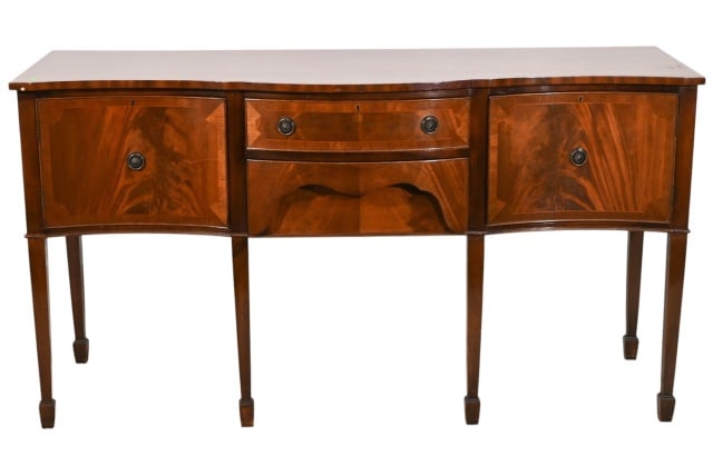 FEDERAL STYLE CARVED FLAME MAHOGANY