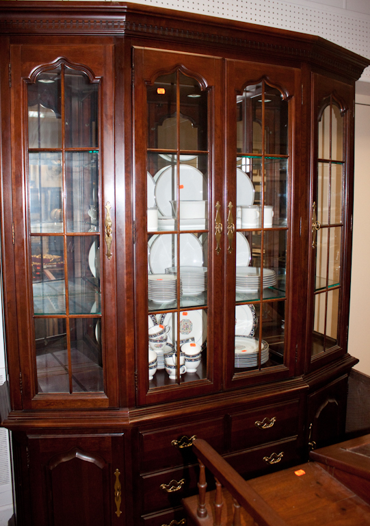 Federal style cherry china cupboard