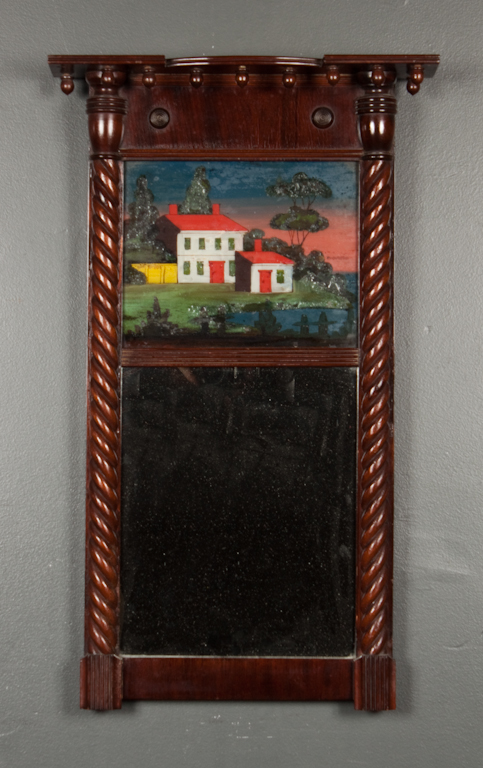 Federal style mahogany and eglomise