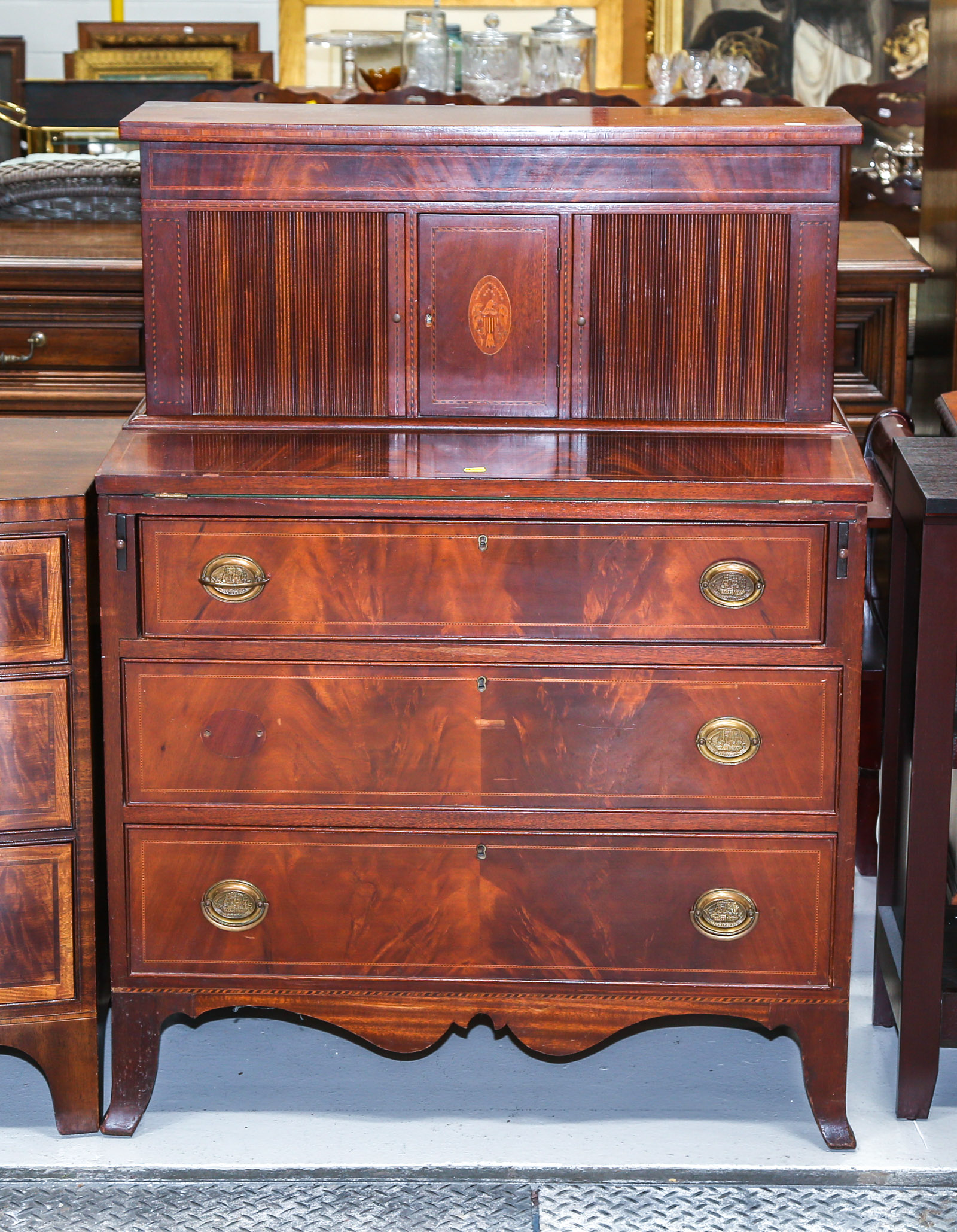 FEDERAL STYLE MAHOGANY TAMBOUR DESK