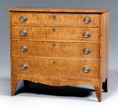 Federal tiger maple chest, highly