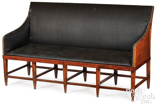 FEDERAL TIGER MAPLE SOFA, CA.