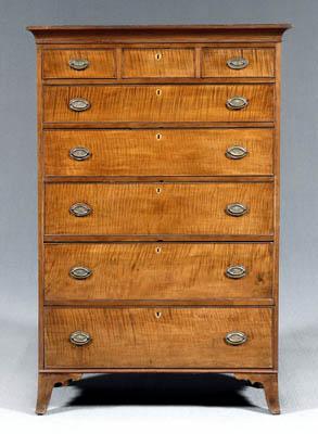 Federal tiger maple tall chest,