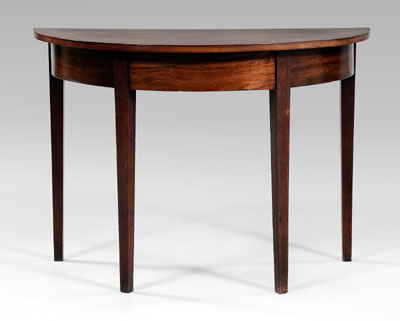 Federal walnut demilune table,