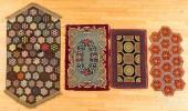 FELT PENNY RUG AND THREE SMALL