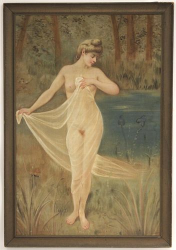 FEMALE NUDE IN A LANDSCAPE, W/C,