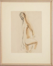 FEMALE NUDE, PEN &AMP; INK ON