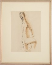 FEMALE NUDE, PEN & INK ON PAPE