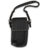 FENDI BLACK LEATHER PHONE POUC