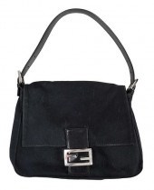 FENDI BLACK NYLON HANDBAGadjus