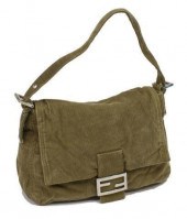FENDI BROWN CORDUROY FLAP BAGF