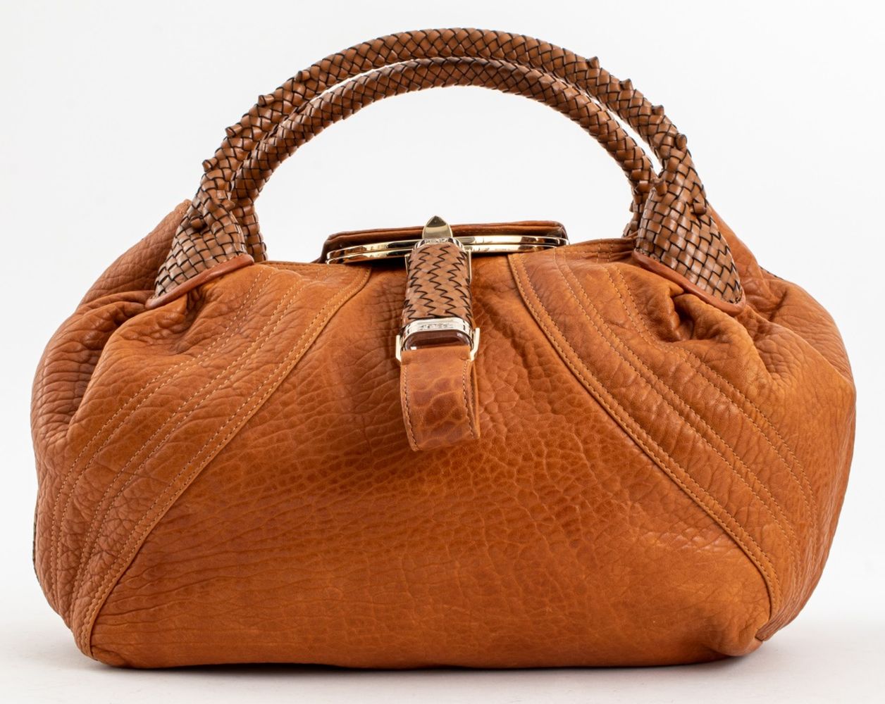 FENDI BROWN LEATHER LARGE "SPY" BAG