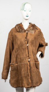 FENDI BROWN SUEDE AND FAUX FUR