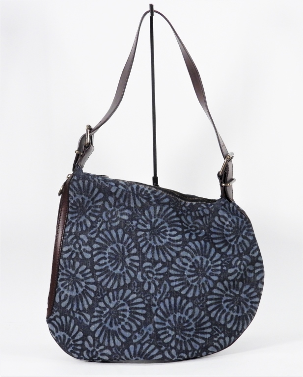 FENDI EMBOSSED DENIM OYSTER