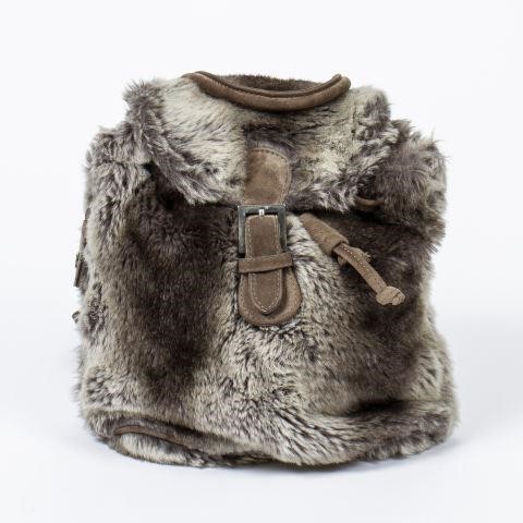 FENDI FAUX FUR & BROWN SEUDE