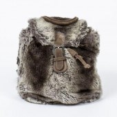 FENDI FAUX FUR & BROWN SEUDE L