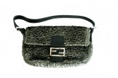 FENDI GREY CURLY LAMB BAGUETTE