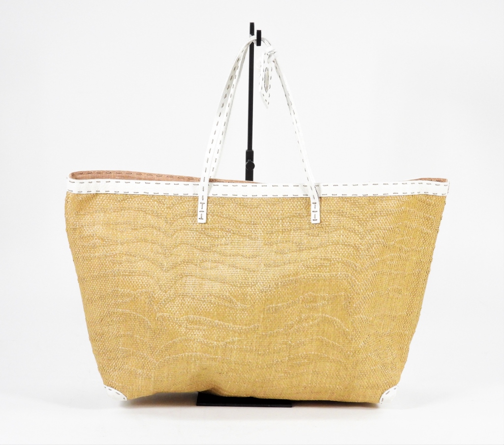 FENDI LEATHER & PLANT FIBER BAG