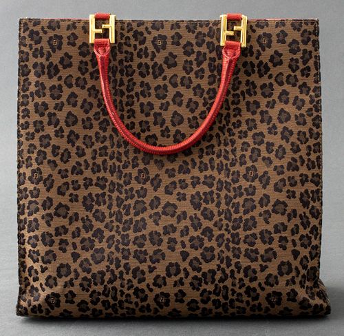 FENDI LEOPARD PRINT TOTE BAGFendi