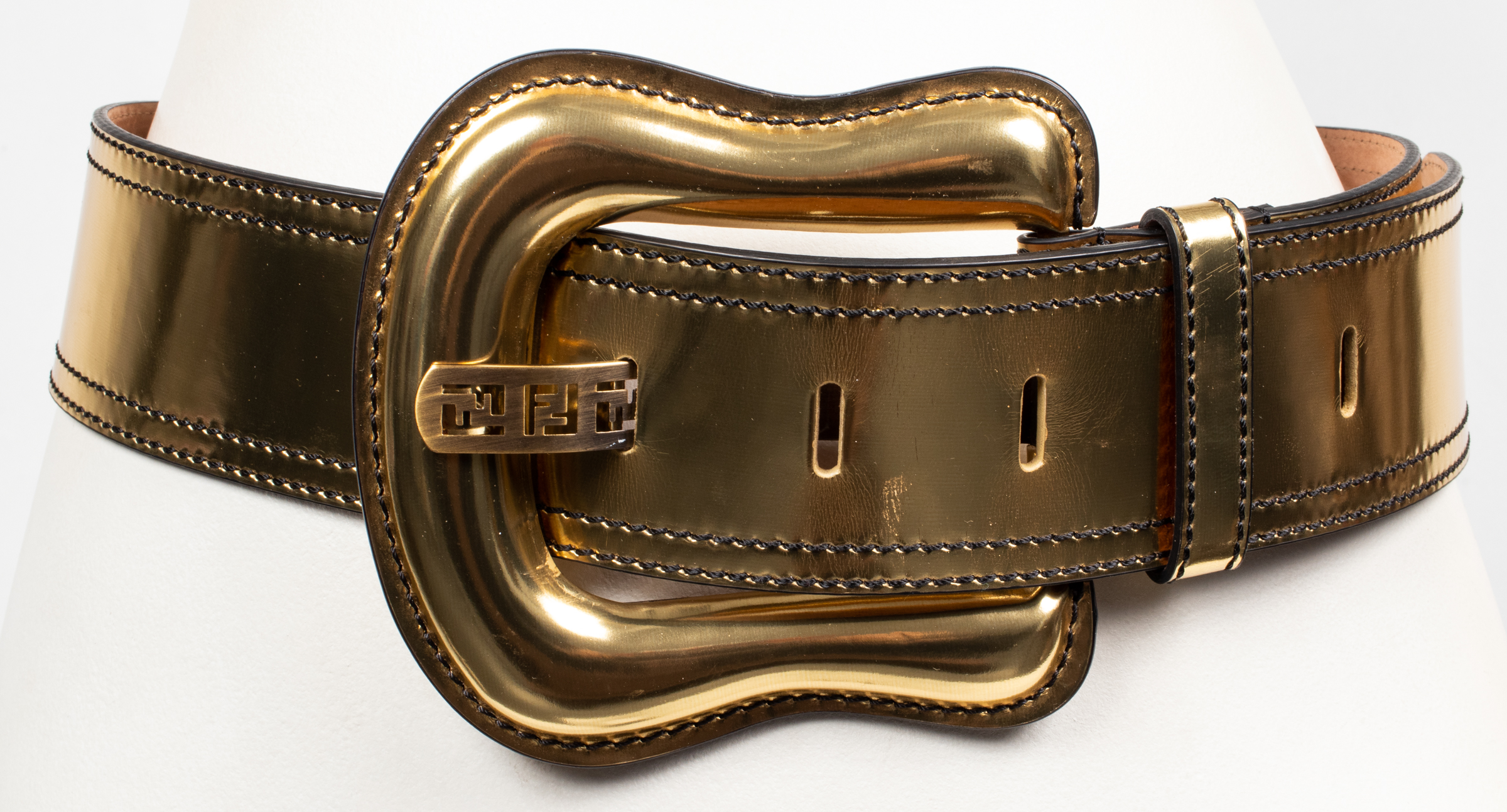 FENDI METALLIC GOLD-TONE LEATHER