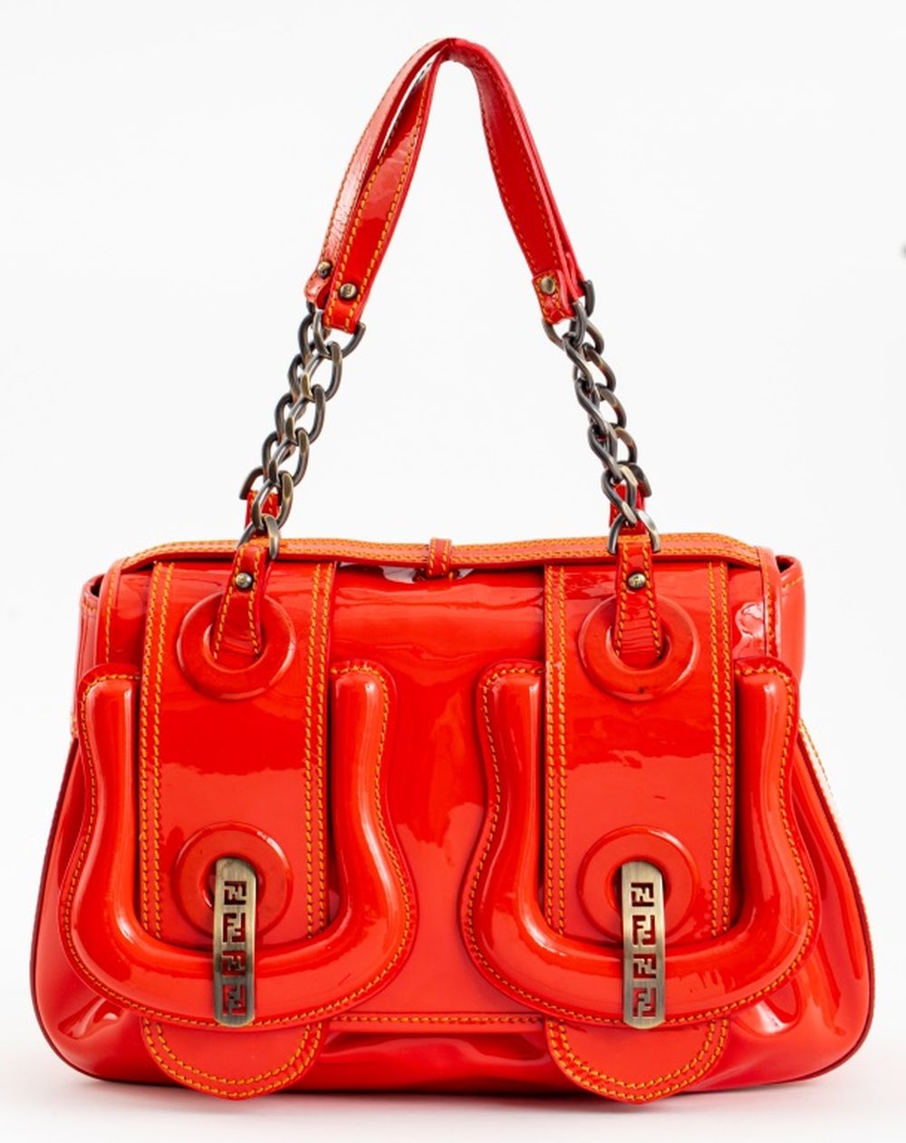 FENDI RED PATENT LEATHER B. BAG