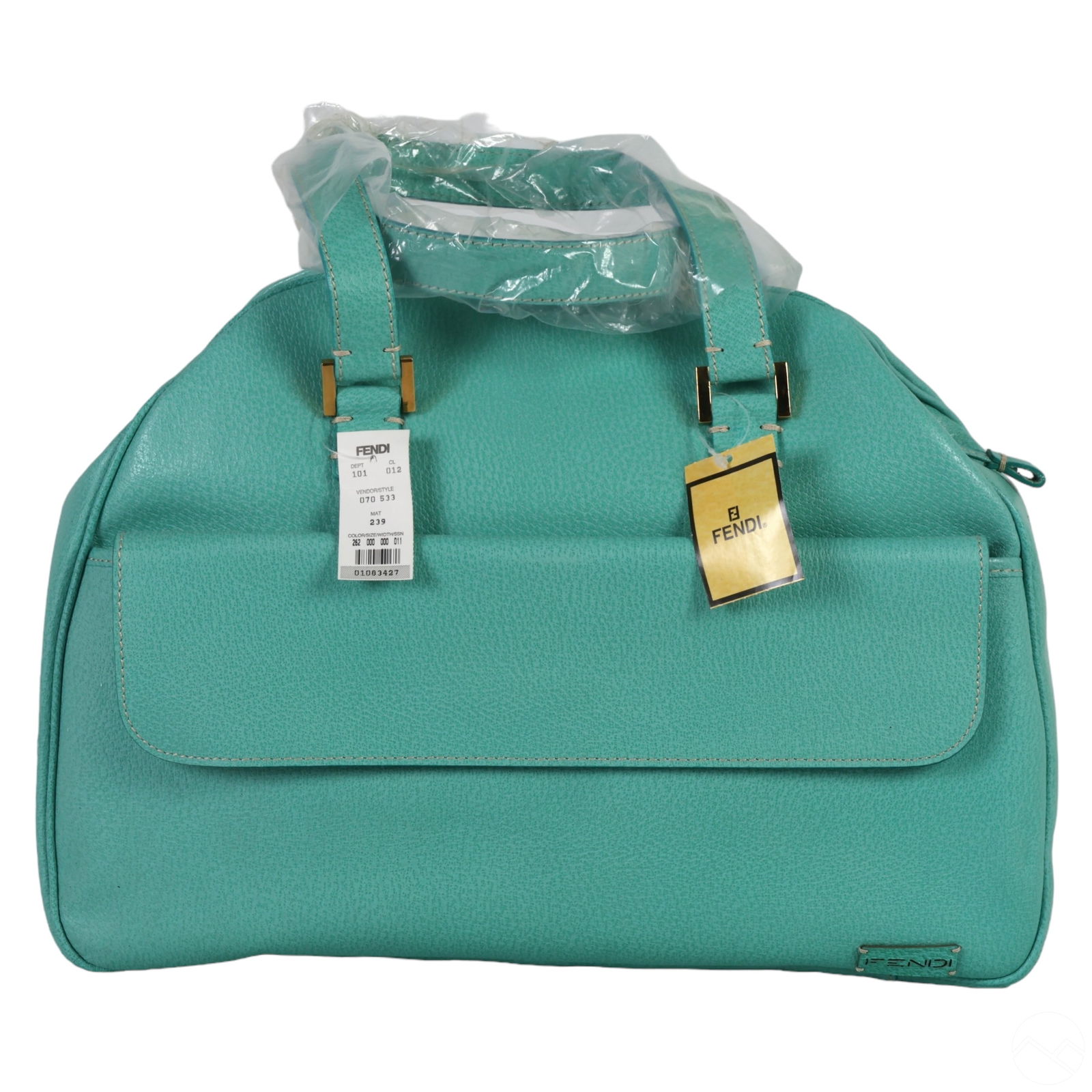 FENDI TURQUOISE BLUE LEATHER