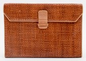 FENDI WOVEN LEATHER CLUTCH OR