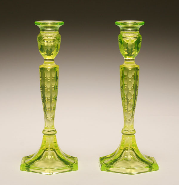 Fenton 10" Vaseline cut ovals