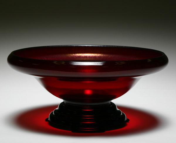 Fenton 12" red stretch glass bowl