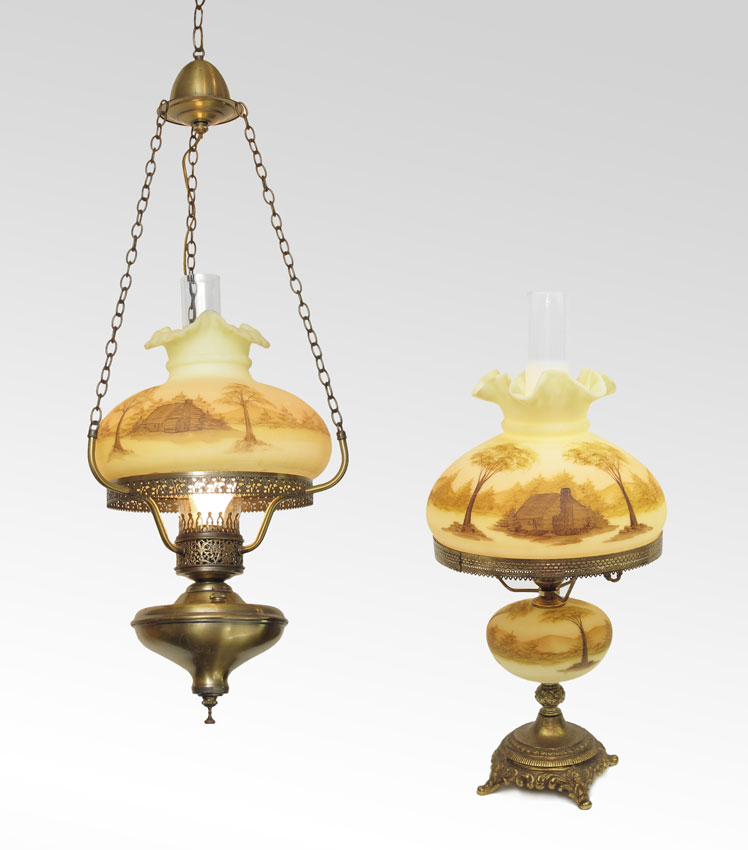 FENTON ARTIST SIGNED HANGING LAMP