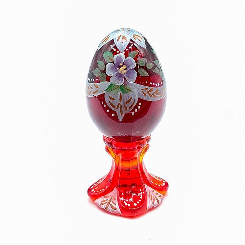 FENTON HAND-PAINTED FLORAL RUBY