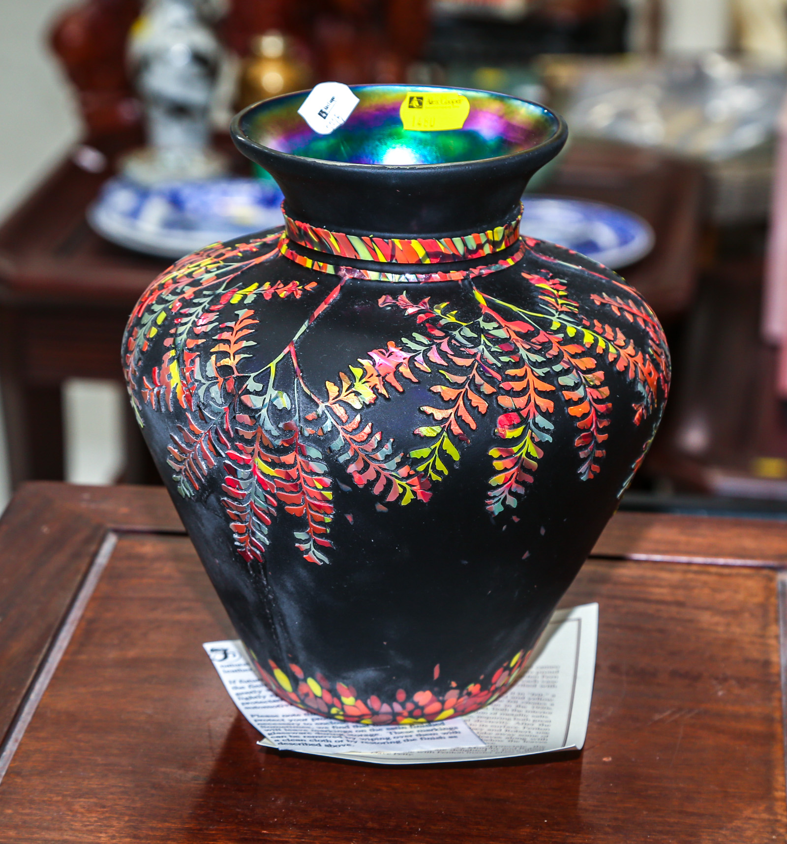 FENTON MAIDEN FERN ART GLASS VASE 8