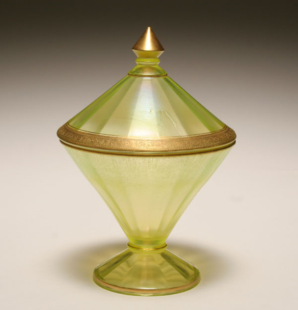 Fenton Vaseline stretch glass one