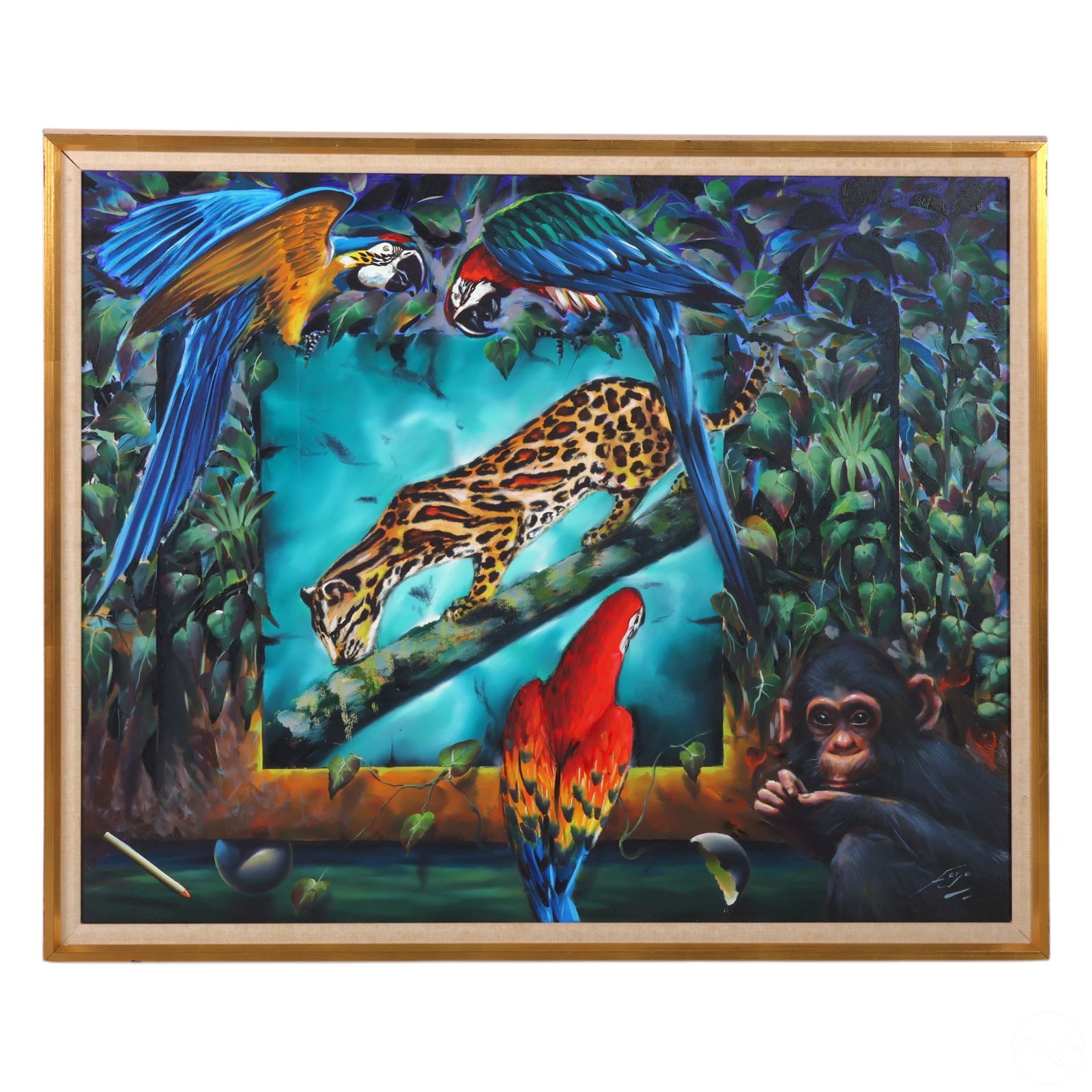 FERJO B.1946 CHEETAH WITH PARROT