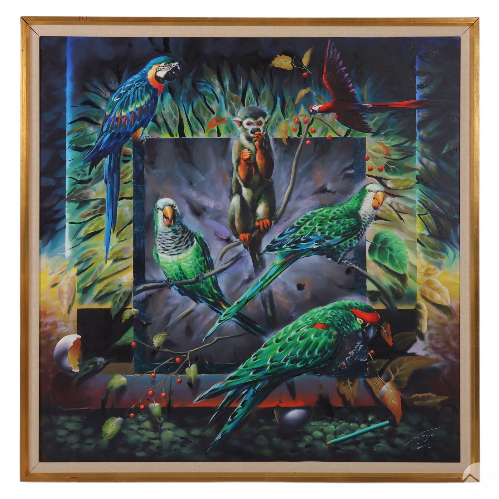 FERJO B.1946 MONKEY & PARROTS