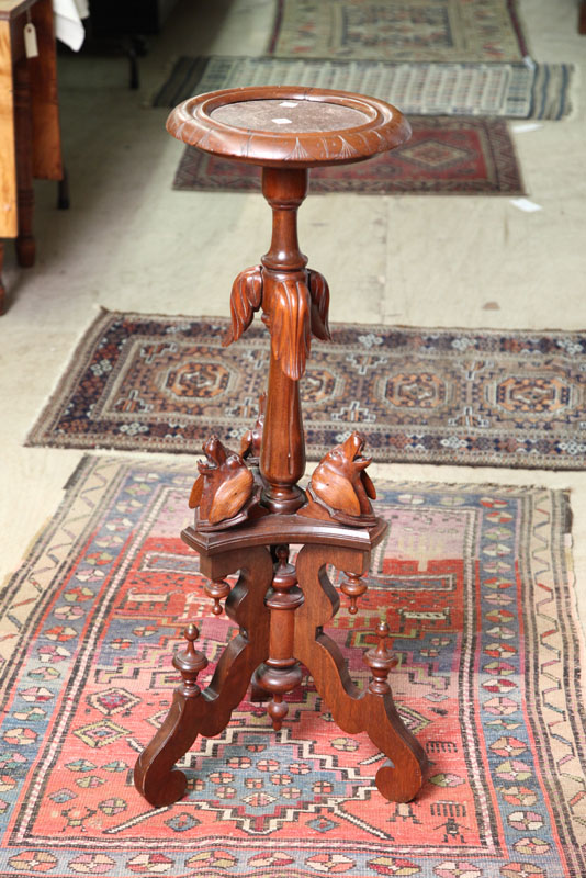 FERN STAND. Walnut with a marble
