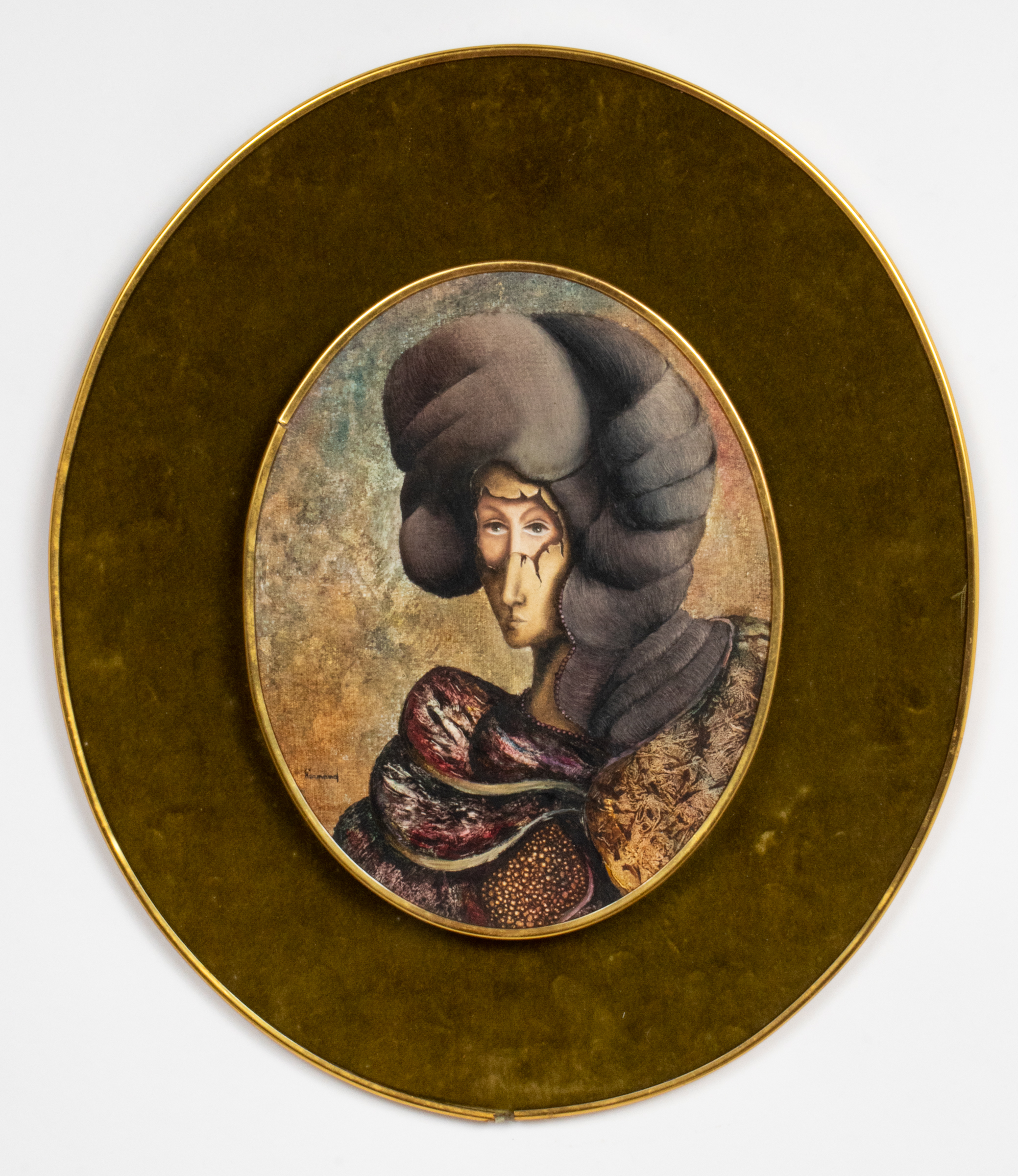 FERNAND SURREALIST OVAL FRAMED
