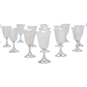 Fifteen American Silver Goblets