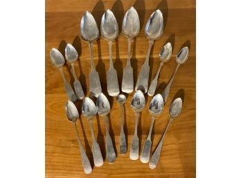 Fifteen antique coin silver