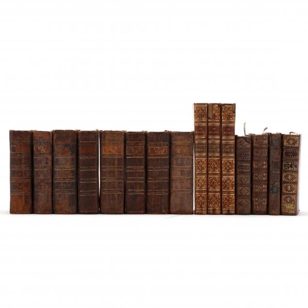 FIFTEEN ANTIQUE LEATHERBOUND