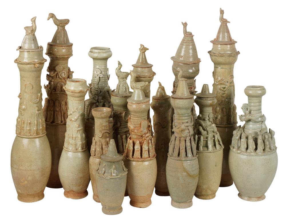 FIFTEEN ASIAN CERAMIC FUNERARY