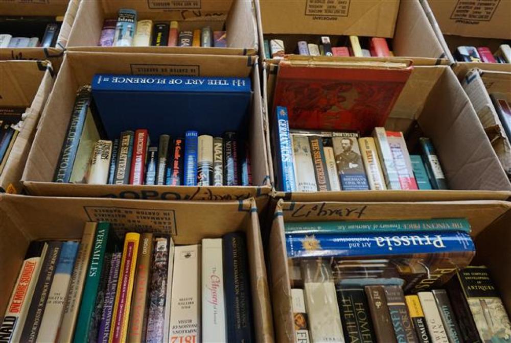 FIFTEEN BOXES WITH BOOKS
