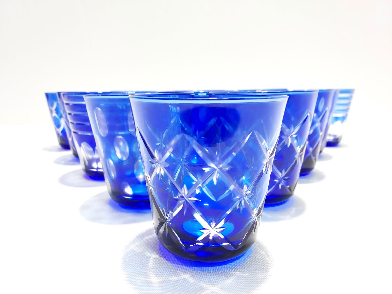FIFTEEN CZECH COBALT CUT TO CLEAR