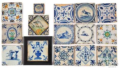 FIFTEEN DELFTWARE TILES,