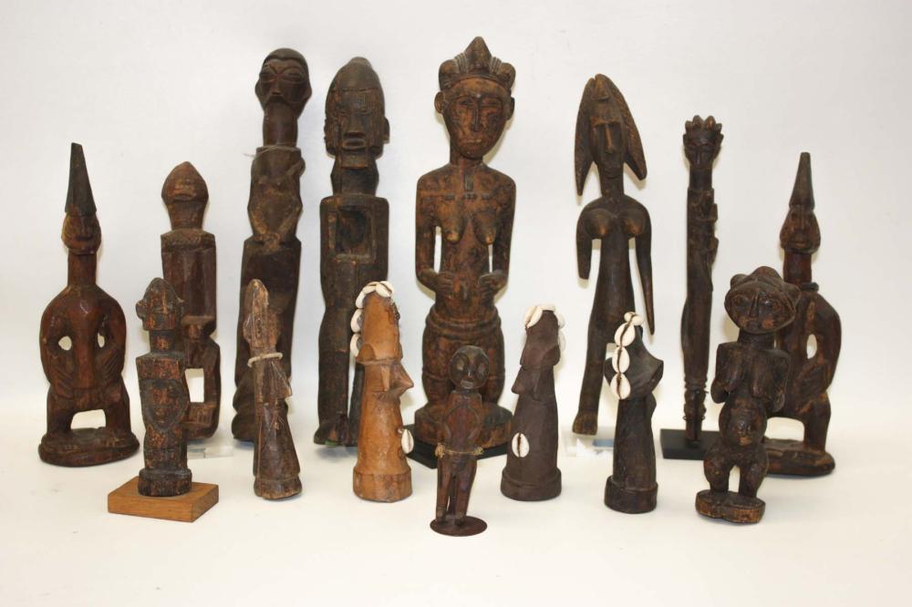 FIFTEEN FIGURAL AFRICAN WOOD