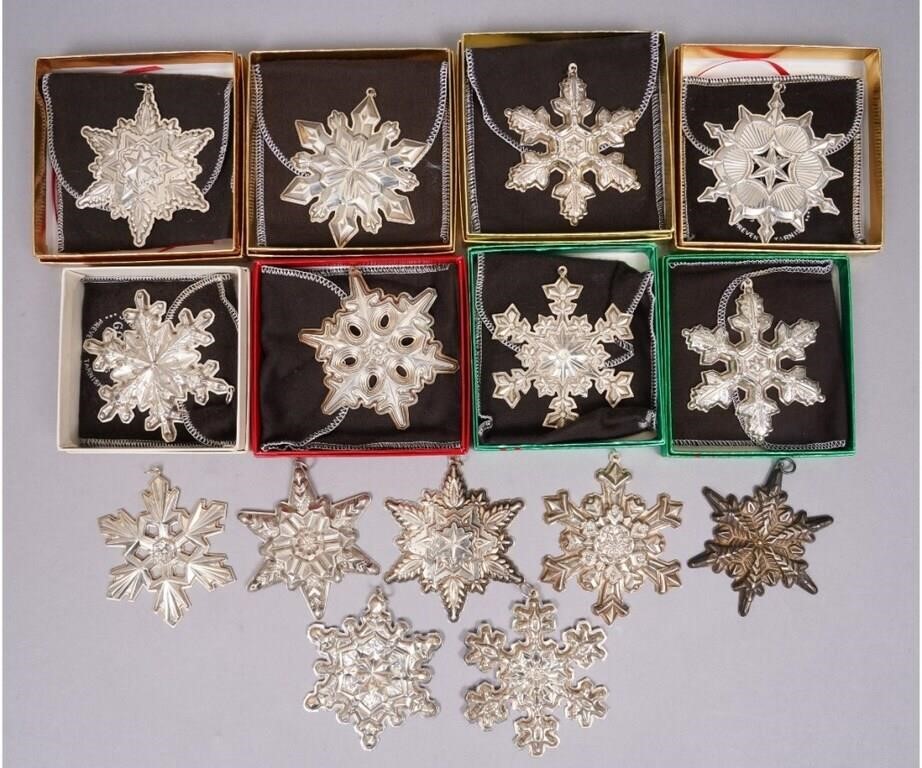 Fifteen Gorham sterling silver snow