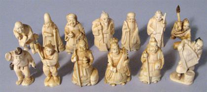 Fifteen Japanese elephant ivory