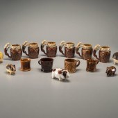 Fifteen Rockingham Glaze Mugs
